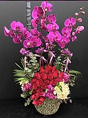 Orkide 4 Dal Aranjman 25Adet Gül